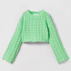 Zara Crochet Knit Cropped Sweater